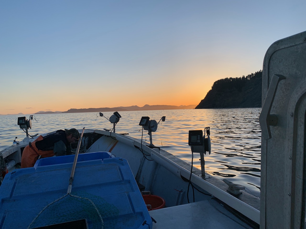 Sunset over Alaska fishing grounds
