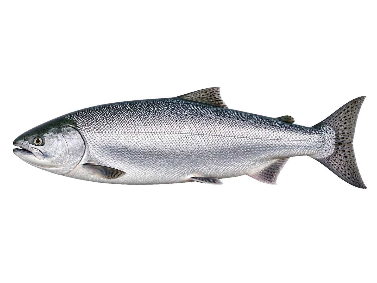 Whole coho salmon side profile