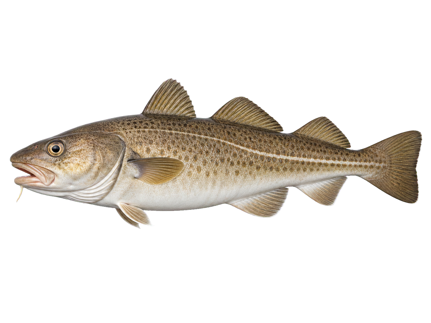 Whole Pacific cod side profile