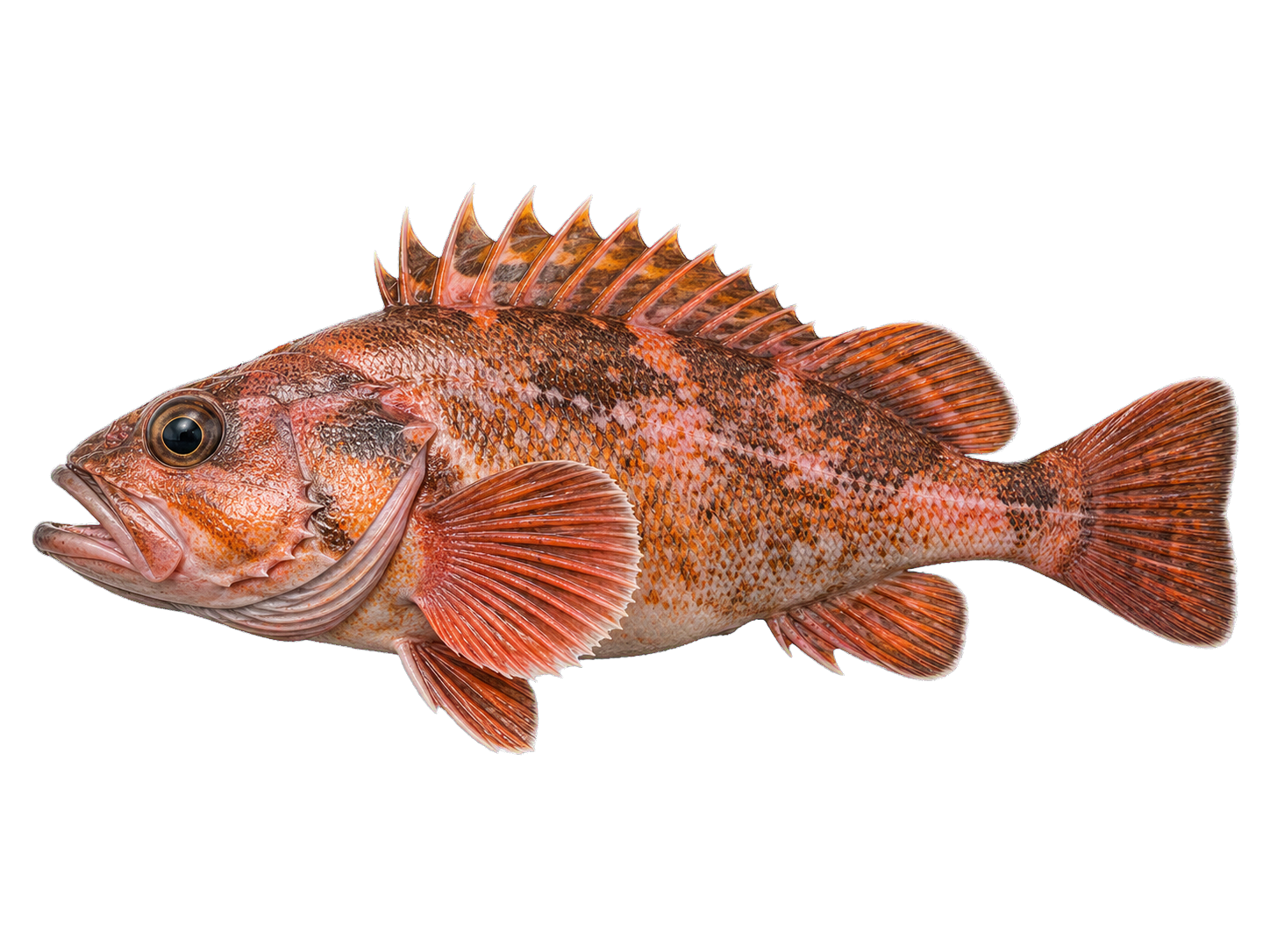 Whole rockfish side profile